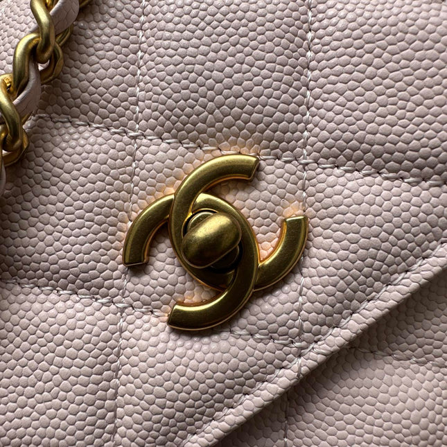 CHANEL 25S CLASSIC WALLET ON CHAIN 19 IN LIGHT PINK LAMBSKIN WITH GOLD HARDWARE