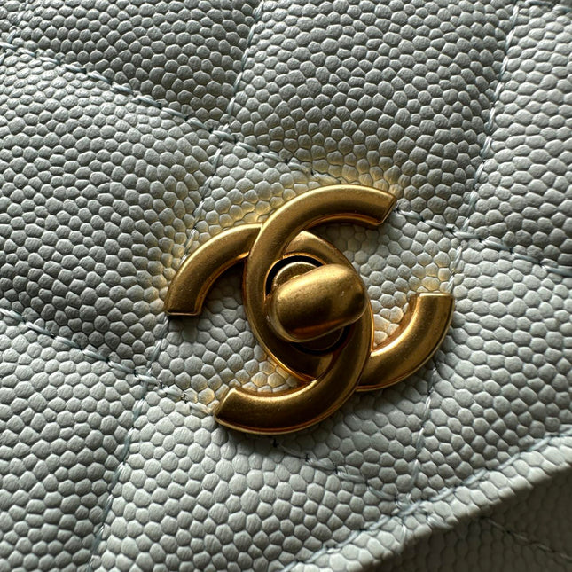 CHANEL 25S CLASSIC WALLET ON CHAIN 19 IN MINT GREEN PASTEL LAMBSKIN WITH GOLD HARDWARE