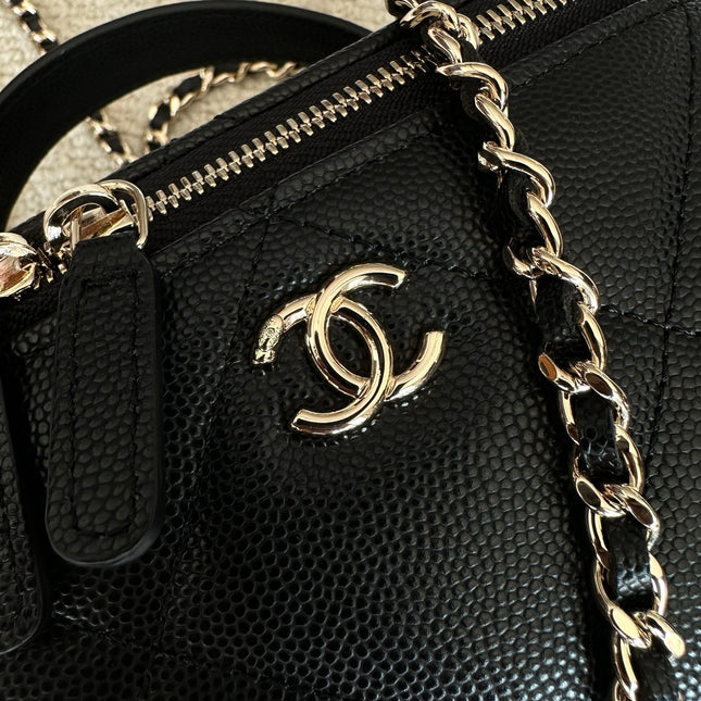 CHANEL 25S VANITY BAG 17 IN BLACK CAVIAR LEATHER WITH GOLD HARDWARE