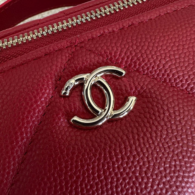 CHANEL 25S VANITY BAG 17 IN RED CAVIAR LEATHER WITH GOLD HARDWARE