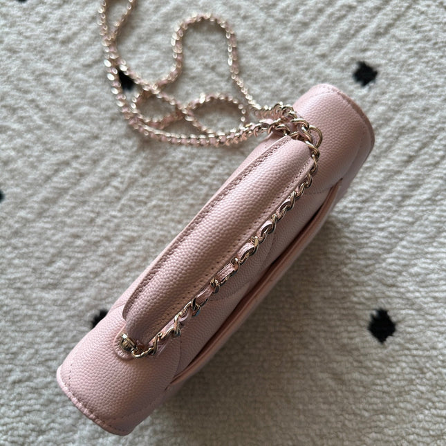 CHANEL 25S MINI FLAP BAG 19 IN LIGHT PINK CAVIAR LEATHER