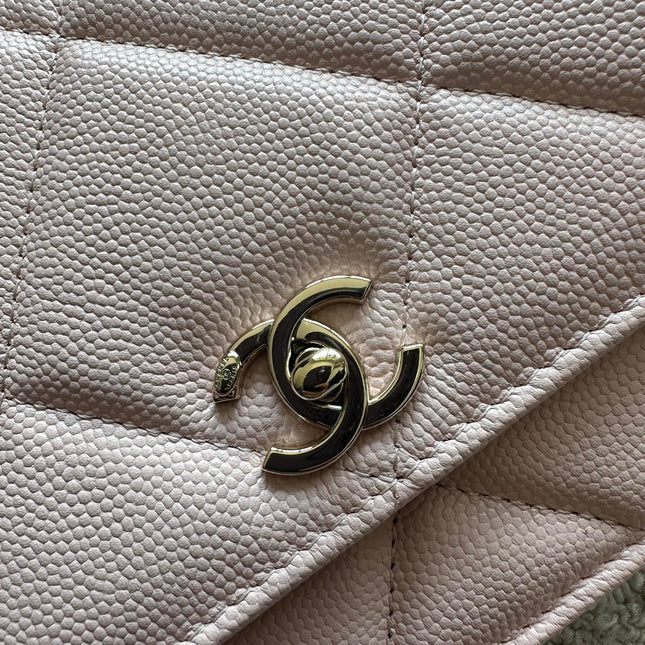CHANEL 25S MINI FLAP BAG 19 IN LIGHT PINK CAVIAR LEATHER