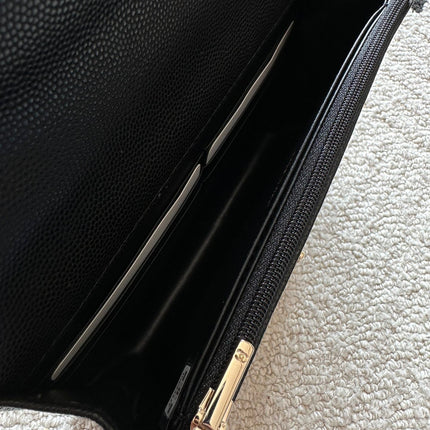 CHANEL 25S MINI FLAP BAG 19 IN BLACK CAVIAR LEATHER
