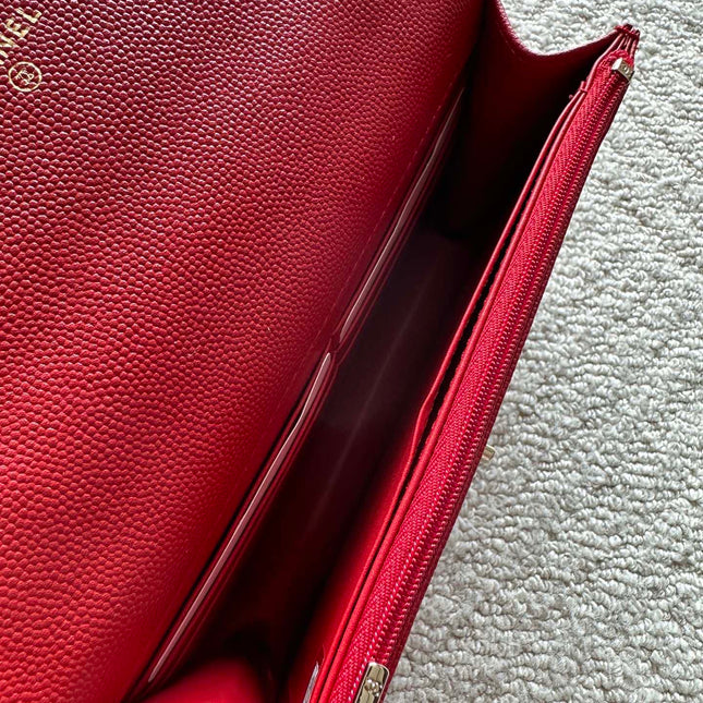 CHANEL 25S MINI FLAP BAG 19 IN RED CAVIAR LEATHER