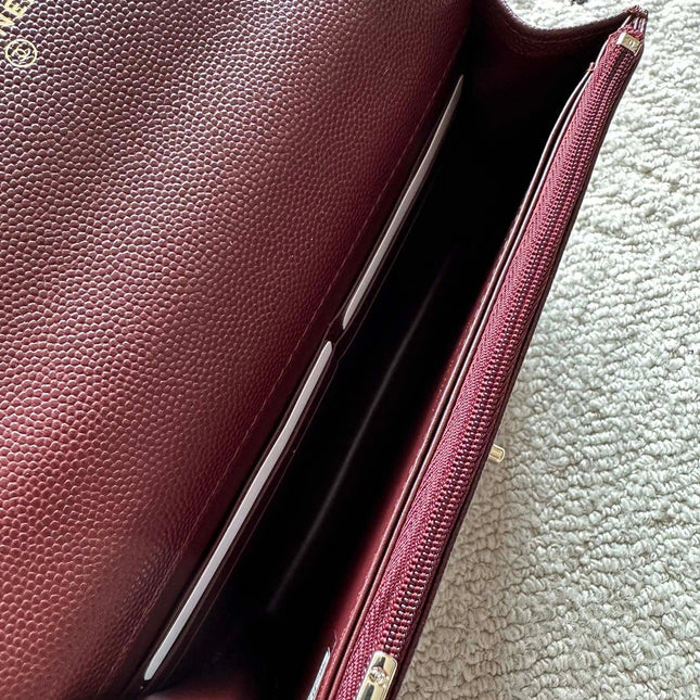 CHANEL 25S MINI FLAP BAG 19 IN DARK RED CAVIAR LEATHER