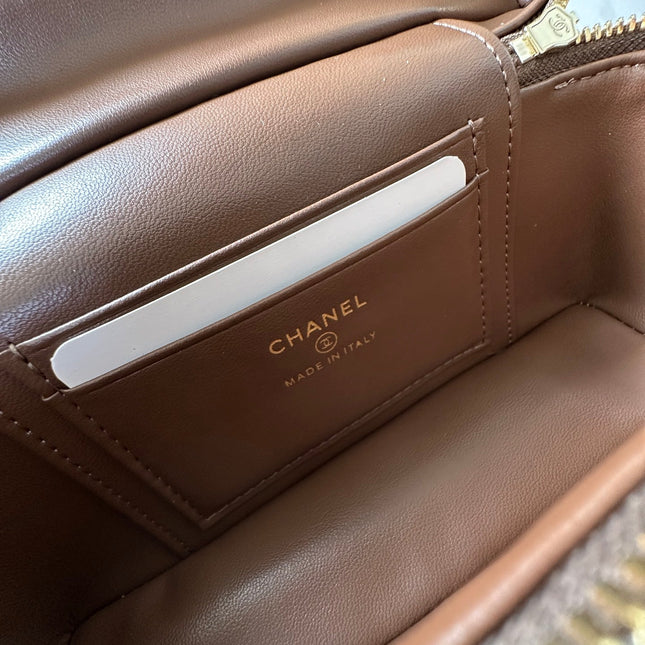 CHANEL 25S VANITY CLASSIC FLAP 19 IN CHOCOLATE BROWN QUILTED CALFSKIN GOLD HARDWARE