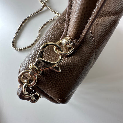 CHANEL 25S VANITY CLASSIC FLAP 19 IN CHOCOLATE BROWN QUILTED CALFSKIN GOLD HARDWARE