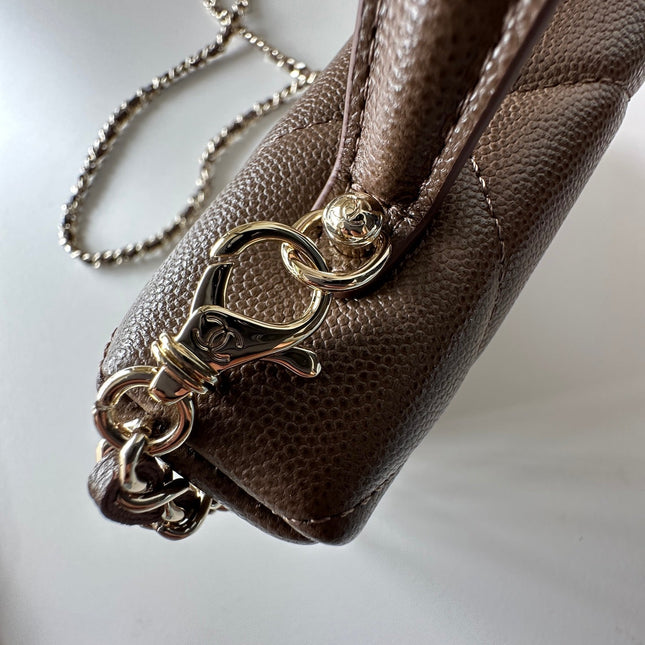 CHANEL 25S VANITY CLASSIC FLAP 19 IN CHOCOLATE BROWN QUILTED CALFSKIN GOLD HARDWARE