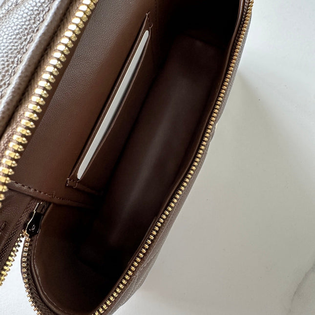 CHANEL 25S VANITY CLASSIC FLAP 19 IN CHOCOLATE BROWN QUILTED CALFSKIN GOLD HARDWARE