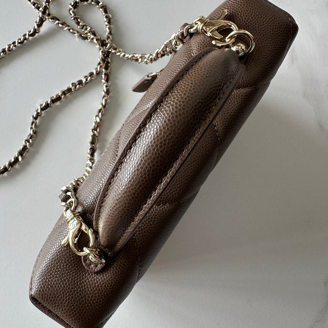CHANEL 25S VANITY CLASSIC FLAP 19 IN CHOCOLATE BROWN QUILTED CALFSKIN GOLD HARDWARE