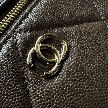 CHANEL 25S VANITY CLASSIC FLAP 19 IN CHOCOLATE BROWN QUILTED CALFSKIN GOLD HARDWARE