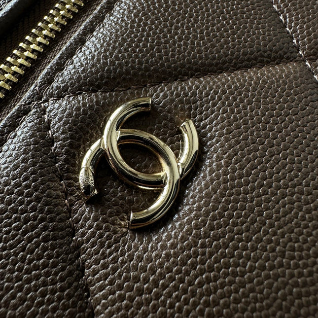 CHANEL 25S VANITY CLASSIC FLAP 19 IN CHOCOLATE BROWN QUILTED CALFSKIN GOLD HARDWARE
