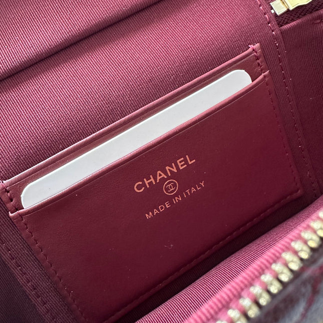CHANEL 25S VANITY CLASSIC FLAP 19 IN DARK RED QUILTED CALFSKIN GOLD HARDWARE
