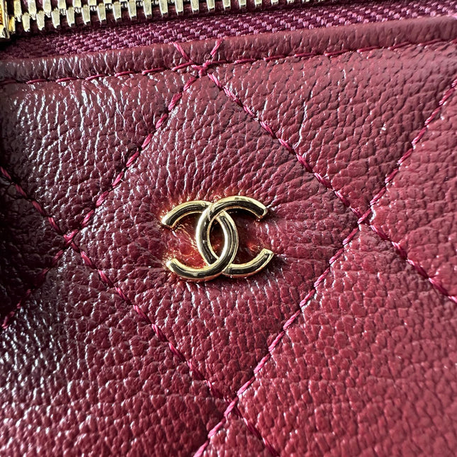 CHANEL 25S VANITY CLASSIC FLAP 19 IN DARK RED QUILTED CALFSKIN GOLD HARDWARE