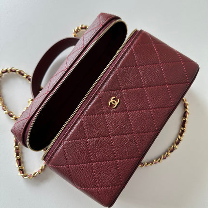 CHANEL 25S VANITY CLASSIC FLAP 19 IN DARK RED QUILTED CALFSKIN GOLD HARDWARE