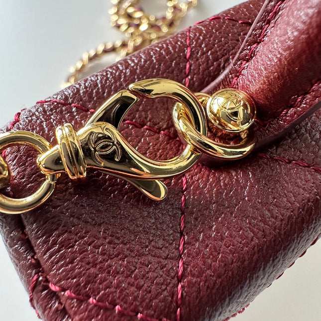 CHANEL 25S VANITY CLASSIC FLAP 19 IN DARK RED QUILTED CALFSKIN GOLD HARDWARE