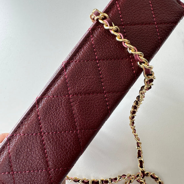 CHANEL 25S VANITY CLASSIC FLAP 19 IN DARK RED QUILTED CALFSKIN GOLD HARDWARE