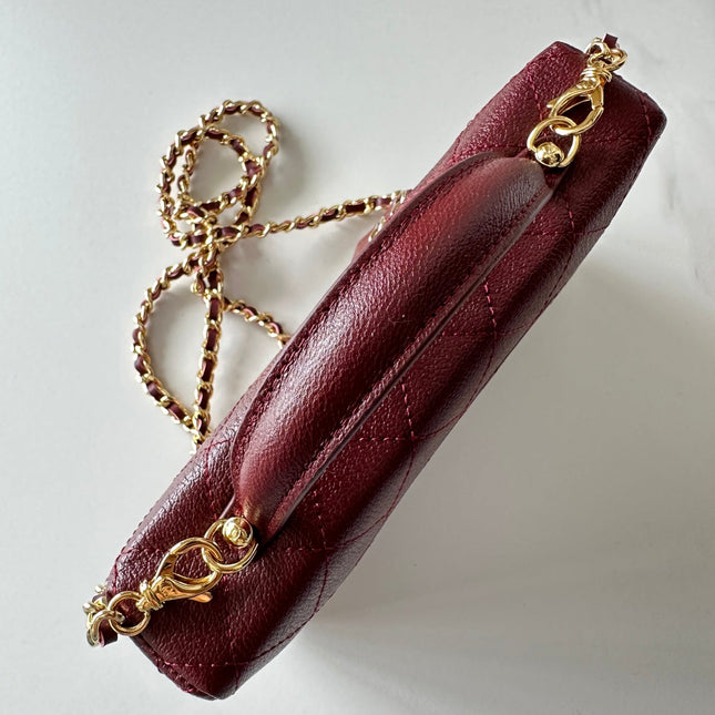 CHANEL 25S VANITY CLASSIC FLAP 19 IN DARK RED QUILTED CALFSKIN GOLD HARDWARE