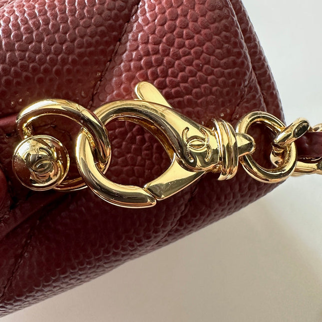 CHANEL 25S VANITY CLASSIC FLAP 17 IN DARK RED CHEVRON QUILTED CALFSKIN GOLD HARDWARE