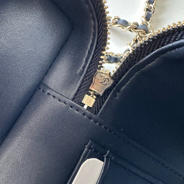 CHANEL 25S VANITY CLASSIC FLAP 17 IN DARK BLUE QUILTED DENIM GOLD HARDWARE