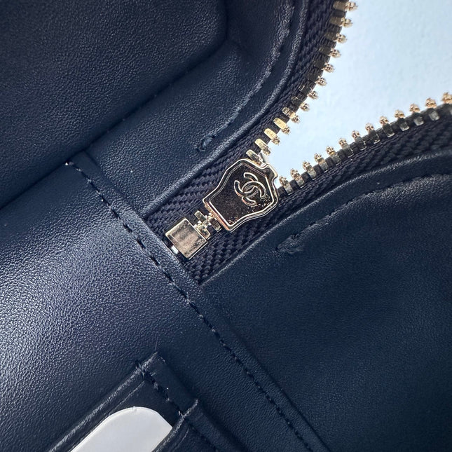 CHANEL 25S VANITY CLASSIC FLAP 17 IN DARK BLUE DENIM GOLD HARDWARE