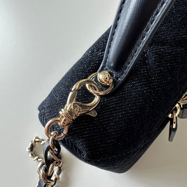 CHANEL 25S VANITY CLASSIC FLAP 17 IN DARK BLUE DENIM GOLD HARDWARE