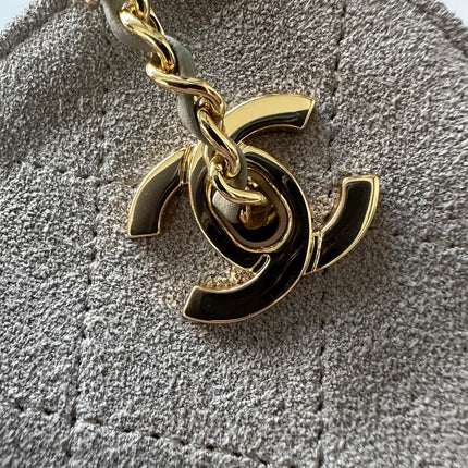 CHANEL 26S MINI BUCKET BAG 18 IN GREY QUILTED SUEDE GOLD HARDWARE