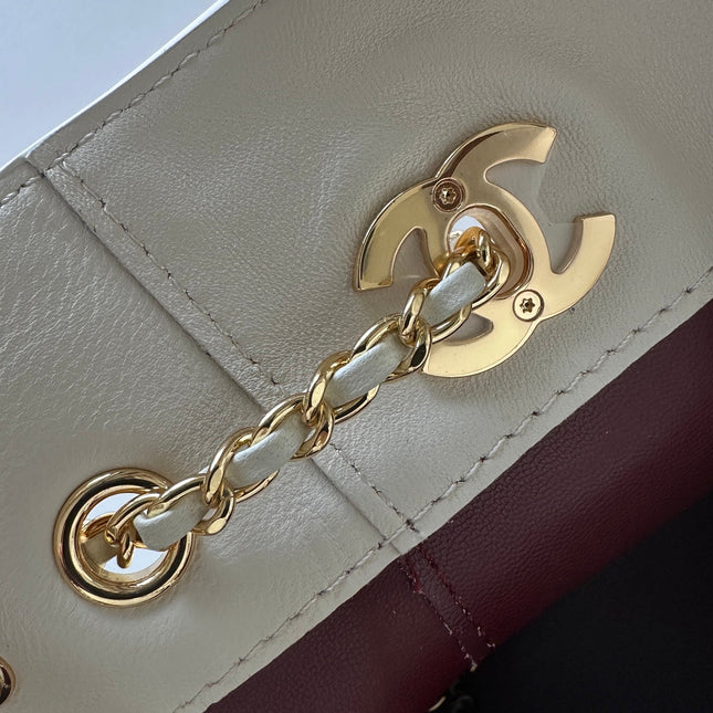CHANEL 26S MINI BUCKET BAG 18 IN IVORY WHITE QUILTED CALFSKIN GOLD HARDWARE