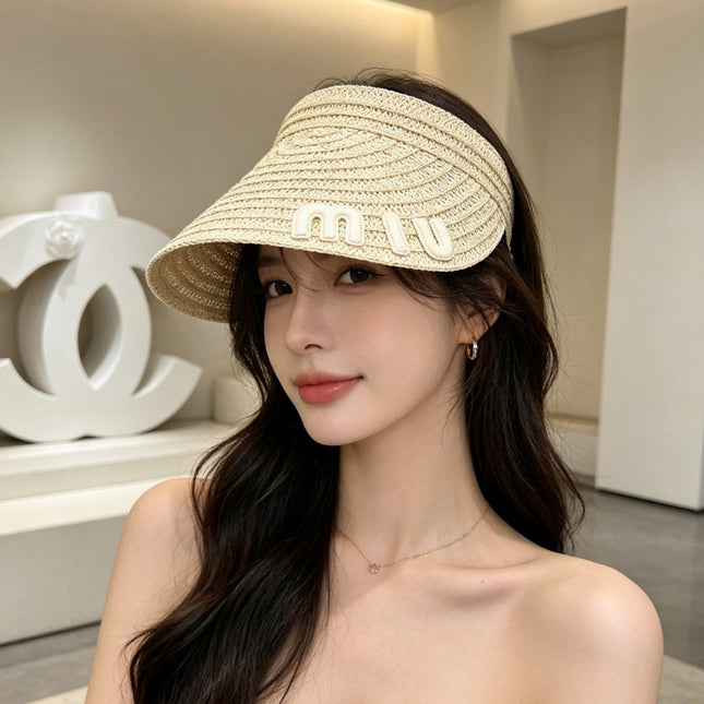 MIUMIU 26S WOVEN VISOR IN BEIGE 343706