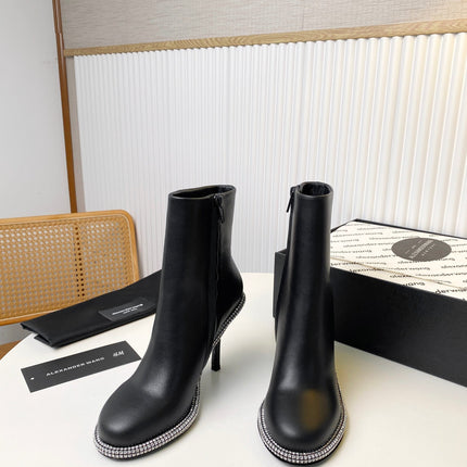 KIRA ANKLE BOOTS 10 CM IN BLACK CALFSKIN