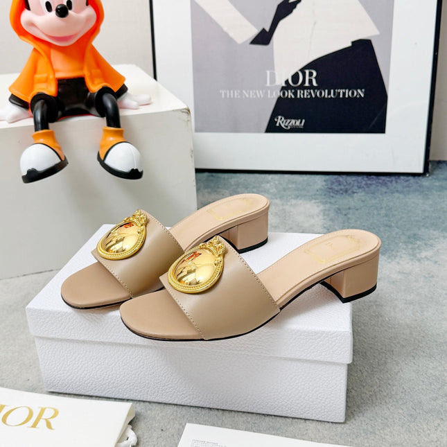 DIOR 26S HIGH-HEEL SANDALS IN BEIGE CALFSKIN WITH GOLD HARDWARE