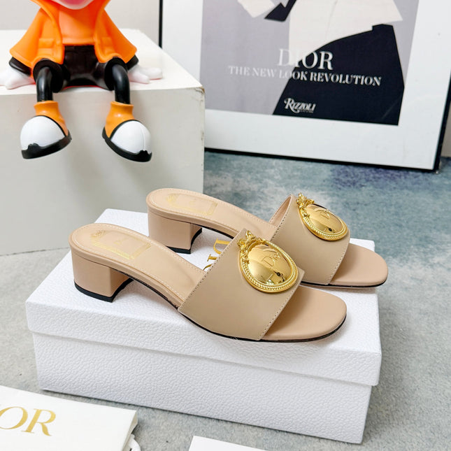 DIOR 26S HIGH-HEEL SANDALS IN BEIGE CALFSKIN WITH GOLD HARDWARE