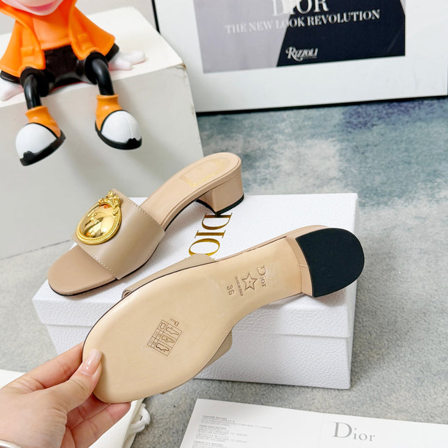 DIOR 26S HIGH-HEEL SANDALS IN BEIGE CALFSKIN WITH GOLD HARDWARE