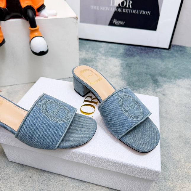 DIOR 26S HIGH-HEEL SANDALS 45 MM IN BLUE DENIM