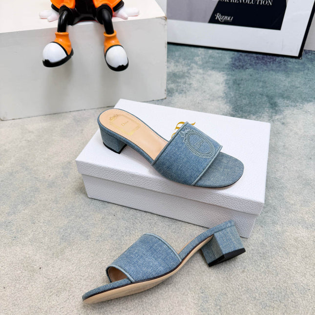 DIOR 26S HIGH-HEEL SANDALS 45 MM IN BLUE DENIM