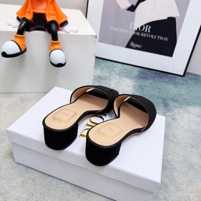 DIOR 26S HIGH-HEEL SANDALS 45 MM IN BLACK DENIM