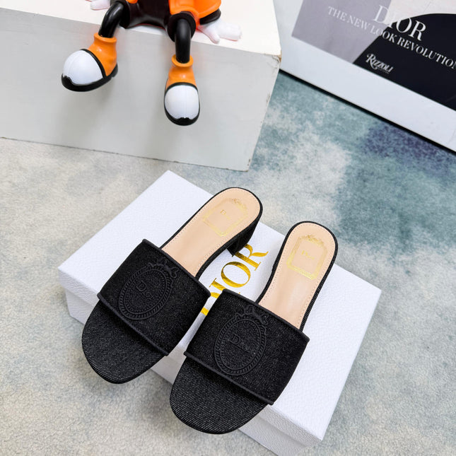 DIOR 26S HIGH-HEEL SANDALS 45 MM IN BLACK DENIM