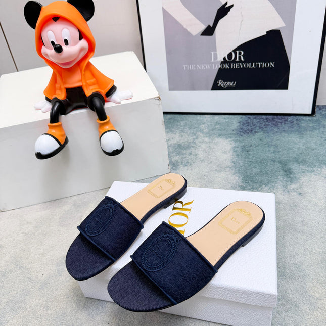 DIOR 26S SANDALS IN NAVY BLUE DENIM