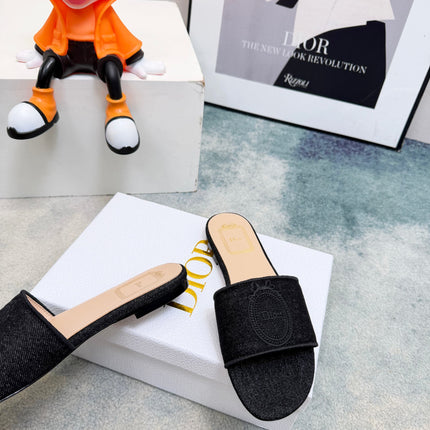 DIOR 26S SANDALS IN BLACK DENIM