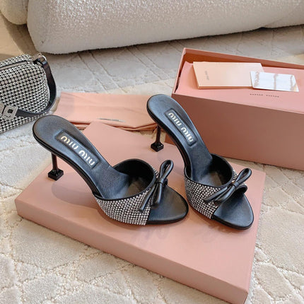 Black High - Heels Diamond Sheepskin