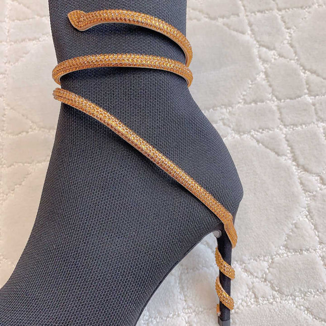 MARGOT BLACK AND GOLD ANKLE BOOT 95 MM