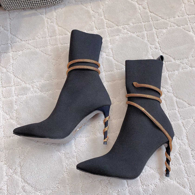 MARGOT BLACK AND GOLD ANKLE BOOT 95 MM