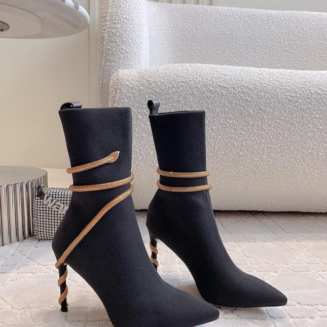 MARGOT BLACK AND GOLD ANKLE BOOT 95 MM