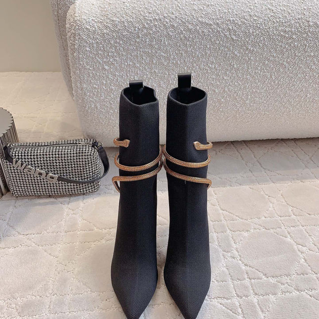 MARGOT BLACK AND GOLD ANKLE BOOT 95 MM