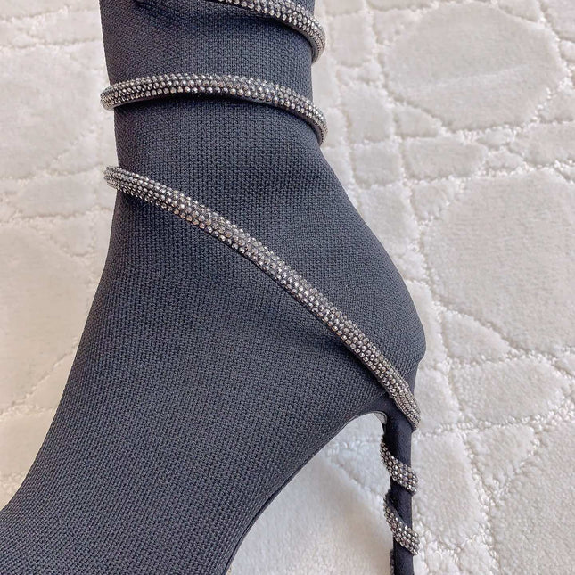 MARGOT BLACK AND SILVER ANKLE BOOT 95 MM