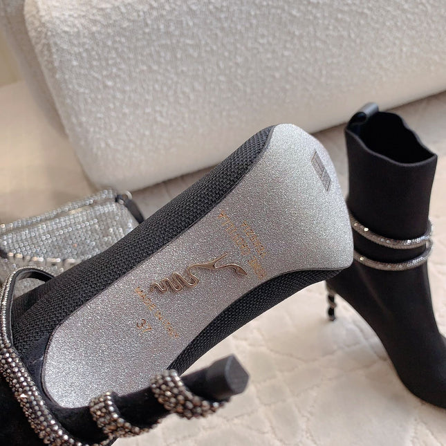 MARGOT BLACK AND SILVER ANKLE BOOT 95 MM