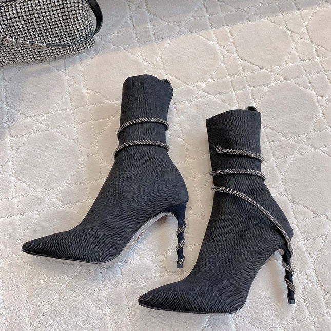 MARGOT BLACK AND SILVER ANKLE BOOT 95 MM