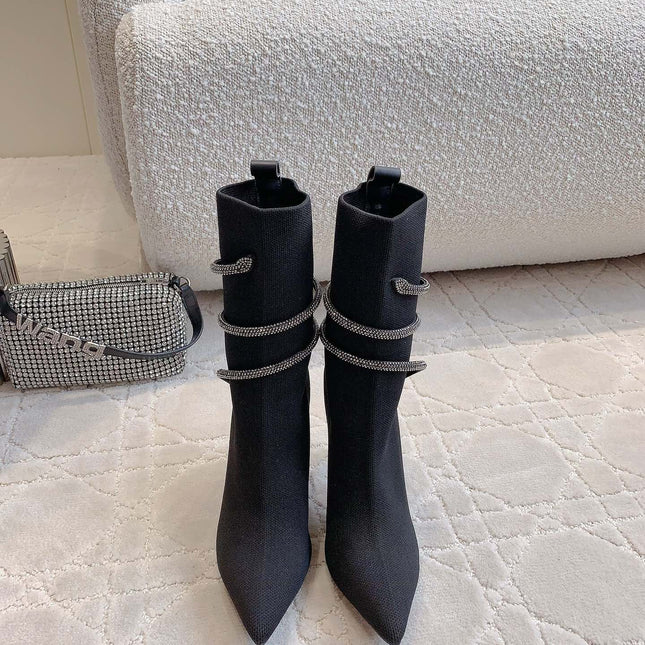 MARGOT BLACK AND SILVER ANKLE BOOT 95 MM
