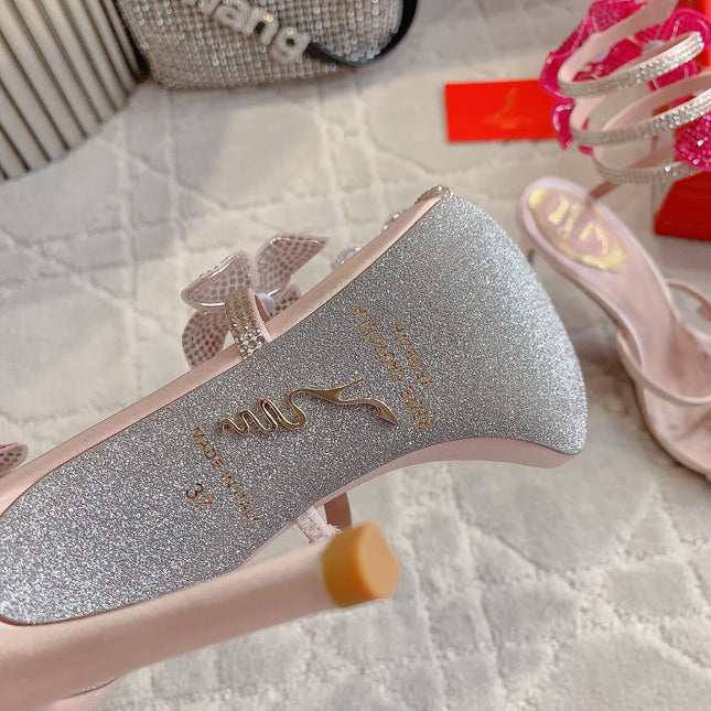 FLORIANE LIGHT PINK SANDAL 95 MM WITH COLORFUL FLOWER