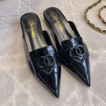 FLAT MULE 2 CM IN BLACK PATENT CALFSKIN